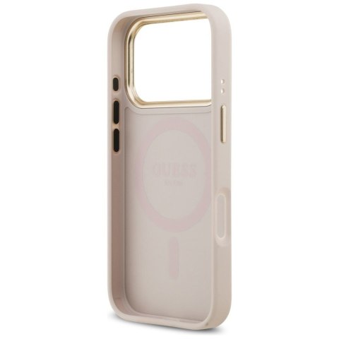 GUESS futerał do IPHONE 17 Pro kompatybilny z MagSafe GUHMP17LPSAMSECP (PU W/ Peony Hot Stamp) różowy