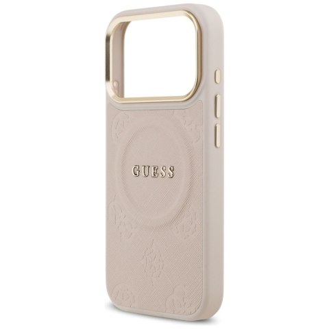 GUESS futerał do IPHONE 17 Pro kompatybilny z MagSafe GUHMP17LPSAMSECP (PU W/ Peony Hot Stamp) różowy
