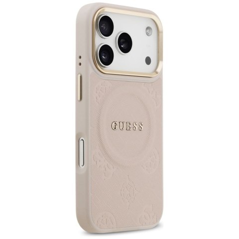 GUESS futerał do IPHONE 17 Pro kompatybilny z MagSafe GUHMP17LPSAMSECP (PU W/ Peony Hot Stamp) różowy