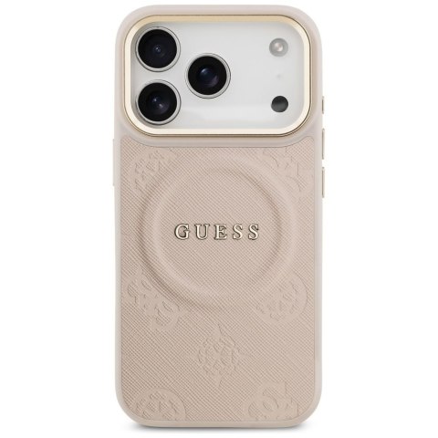 GUESS futerał do IPHONE 17 Pro kompatybilny z MagSafe GUHMP17LPSAMSECP (PU W/ Peony Hot Stamp) różowy