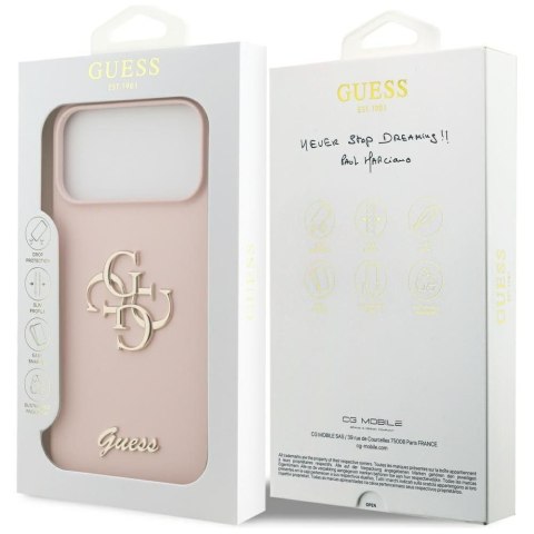 GUESS futerał do IPHONE 17 Pro Max GUHCP17XSC4GSMP (Silicone W/ Big 4G Script) różowy