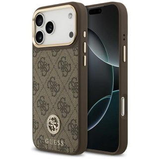 GUESS futerał do IPHONE 17 Pro Max kompatybilny z MagSafe GUHMP17XP4GRMDEW (PU W/ 4G Strass Logo) brązowy