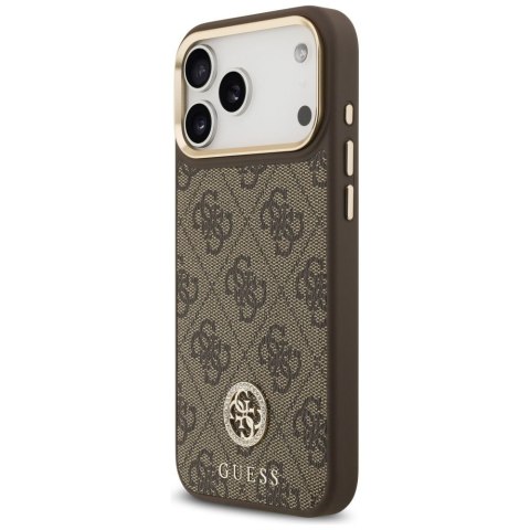 GUESS futerał do IPHONE 17 Pro Max kompatybilny z MagSafe GUHMP17XP4GRMDEW (PU W/ 4G Strass Logo) brązowy