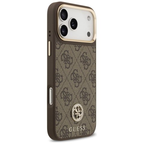 GUESS futerał do IPHONE 17 Pro Max kompatybilny z MagSafe GUHMP17XP4GRMDEW (PU W/ 4G Strass Logo) brązowy