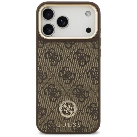 GUESS futerał do IPHONE 17 Pro Max kompatybilny z MagSafe GUHMP17XP4GRMDEW (PU W/ 4G Strass Logo) brązowy
