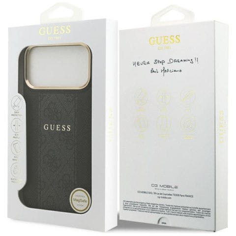 GUESS futerał do IPHONE 17 Pro Max kompatybilny z MagSafe GUHMP17XPG4SEMCK (PU W/ 4G Stripe) czarny