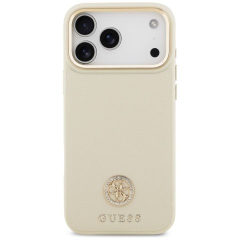 GUESS futerał do IPHONE 17 Pro Max kompatybilny z MagSafe GUHMP17XPGCRMDEE (PU W/ Grained Strass Logo) beżowy