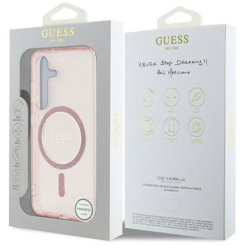 GUESS futerał do SAMSUNG S25 GUHMS25SHFGEREP (Magnetic IML Glitter Circle) różowy