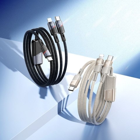 Kabel 2w1 USB C do USB C + Lightning Hoco 5A 100W 1,2 m U139 czarny