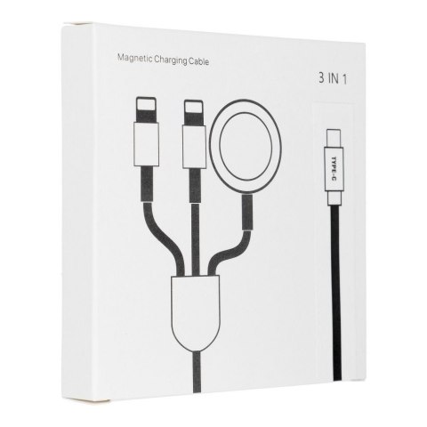 Kabel 3w1 Typ C do 2 x Lightning / Apple Watch 3W 2A C3168 1,2 m biały