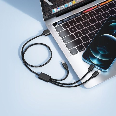 Kabel 3w1 USB A do Lightning / Typ C / Micro USB VEGER 2A 12W V303 1,2 m czarny