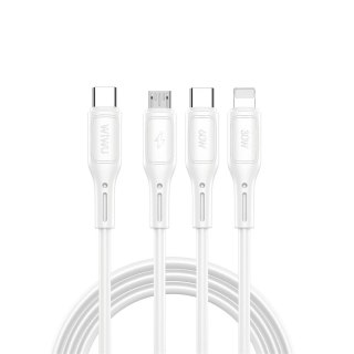 Kabel 3w1 USB C do USB C, Micro USB, Lightning Wiwu 60W Wi-C046E 1m biały