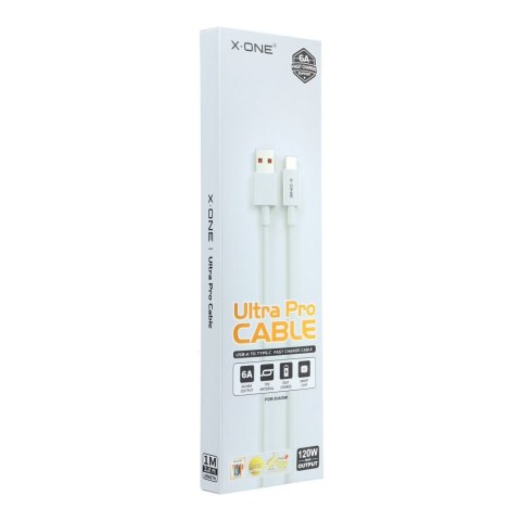 Kabel USB A do USB C X-ONE 6A 120W Ultra Pro XIAOMI (oryginalny chip) 1 m biały