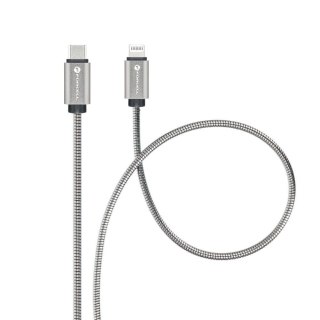 Kabel USB C do Lightning Forcell F-Energy PD 3A 27W Metal 1 m C238 srebrny