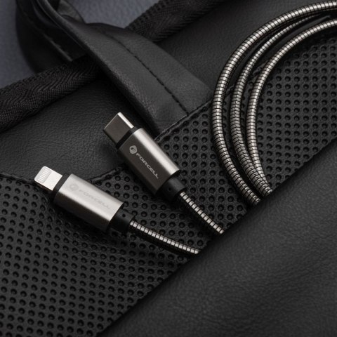 Kabel USB C do Lightning Forcell F-Energy PD 3A 27W Metal 2 m C238 srebrny