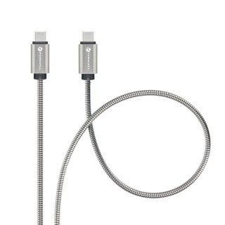 Kabel USB C do USB C Forcell F-Energy QC4.0 PD 3A 60W Metal 1 m C237 srebrny