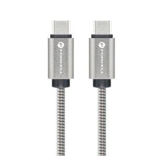 Kabel USB C do USB C Forcell F-Energy QC4.0 PD 5A 100W E-Mark Metal 1 m C239 srebrny