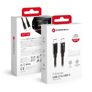 Kabel USB C do USB C Forcell F-Energy QC4.0 PD 5A 100W E-mark / 4K / Thunderbolt / 20Gbit/s 1 m C391 czarny