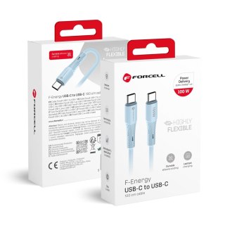 Kabel USB C do USB C Forcell F-Energy QC4.0 PD 5A 100W Silicone 1 m C347 niebieski