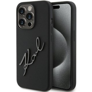 KARL LAGERFELD futerał do IPHONE 15 Pro KLHCP15LSKSBMCK (Silicone Karl Script Logo) czarny