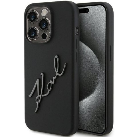 KARL LAGERFELD futerał do IPHONE 15 Pro KLHCP15LSKSBMCK (Silicone Karl Script Logo) czarny