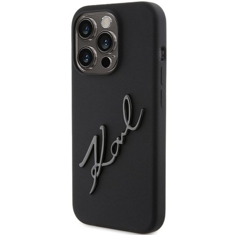 KARL LAGERFELD futerał do IPHONE 15 Pro KLHCP15LSKSBMCK (Silicone Karl Script Logo) czarny