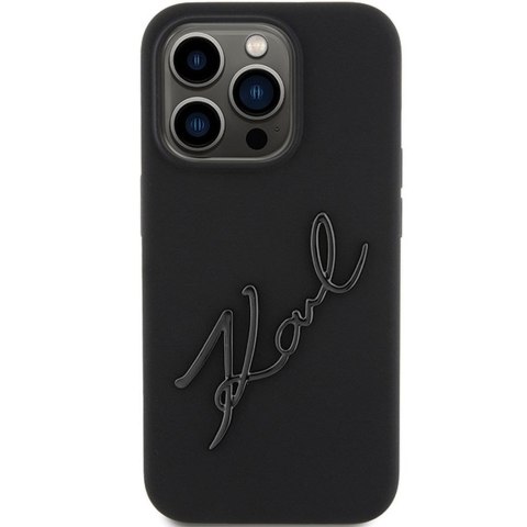 KARL LAGERFELD futerał do IPHONE 15 Pro KLHCP15LSKSBMCK (Silicone Karl Script Logo) czarny