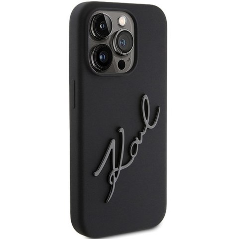 KARL LAGERFELD futerał do IPHONE 15 Pro KLHCP15LSKSBMCK (Silicone Karl Script Logo) czarny