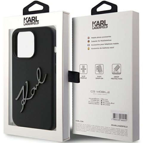 KARL LAGERFELD futerał do IPHONE 15 Pro KLHCP15LSKSBMCK (Silicone Karl Script Logo) czarny