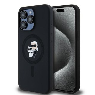 KARL LAGERFELD futerał do IPHONE 15 Pro Max kompatybilny z MagSafe KLHMP15XSCMKCRHK (Silicone KC Body Ring) czarny