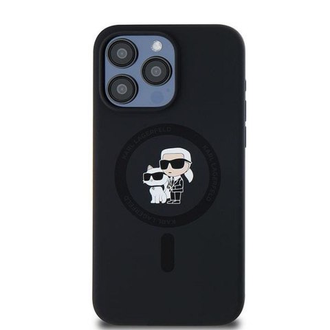KARL LAGERFELD futerał do IPHONE 15 Pro Max kompatybilny z MagSafe KLHMP15XSCMKCRHK (Silicone KC Body Ring) czarny