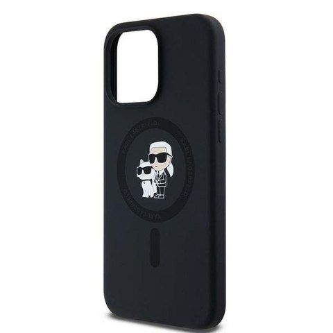 KARL LAGERFELD futerał do IPHONE 15 Pro Max kompatybilny z MagSafe KLHMP15XSCMKCRHK (Silicone KC Body Ring) czarny