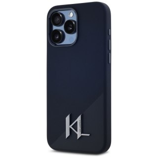 KARL LAGERFELD futerał do IPHONE 15 Pro kompatybilny z MagSafe KLHMP15LSCMKMPCK (Silicone Initial Metal Logo) czarny