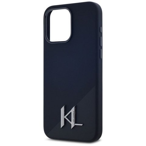 KARL LAGERFELD futerał do IPHONE 15 Pro kompatybilny z MagSafe KLHMP15LSCMKMPCK (Silicone Initial Metal Logo) czarny