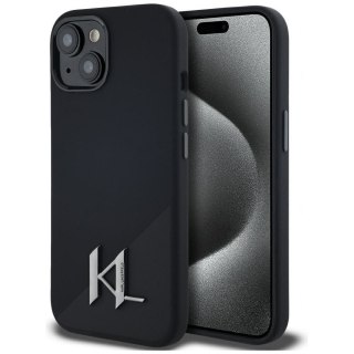 KARL LAGERFELD futerał do IPHONE 15 kompatybilny z MagSafe KLHMP15SSCMKMPCK (Silicone Initial Metal Logo) czarny