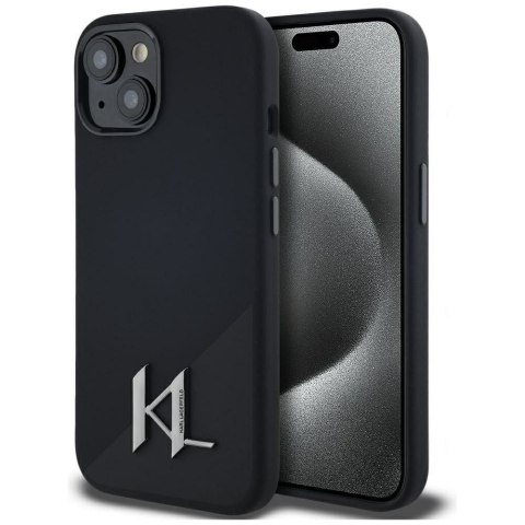KARL LAGERFELD futerał do IPHONE 15 kompatybilny z MagSafe KLHMP15SSCMKMPCK (Silicone Initial Metal Logo) czarny