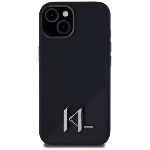 KARL LAGERFELD futerał do IPHONE 15 kompatybilny z MagSafe KLHMP15SSCMKMPCK (Silicone Initial Metal Logo) czarny