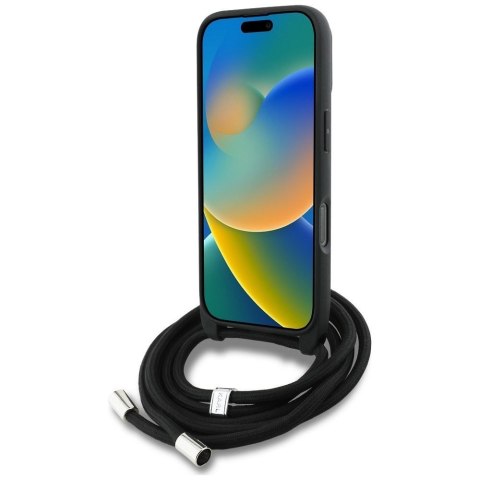 KARL LAGERFELD futerał do IPHONE 16 KLHCP16SPGGRMPCK kompatybilny z MagSafe (CRSSBY Grained PU W/ Pattern & Logo) czarny