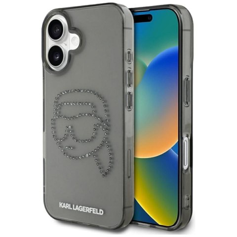 KARL LAGERFELD futerał do IPHONE 16 Pro KLHCP16LHKHDCELK (IML Rhinestones S K Head) czarny