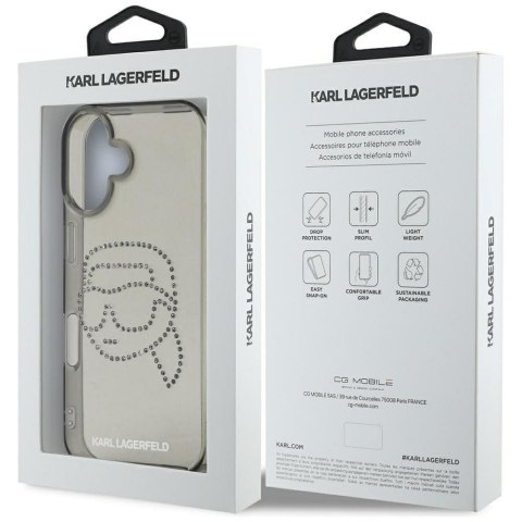 KARL LAGERFELD futerał do IPHONE 16 Pro KLHCP16LHKHDCELK (IML Rhinestones S K Head) czarny