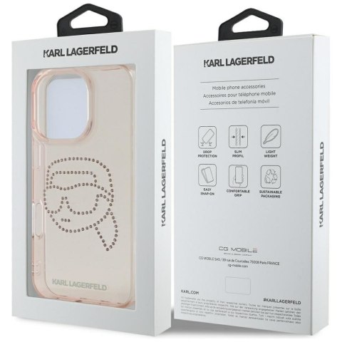 KARL LAGERFELD futerał do IPHONE 16 Pro KLHCP16LHKHDCELP (IML Rhinestones S K Head) różowy