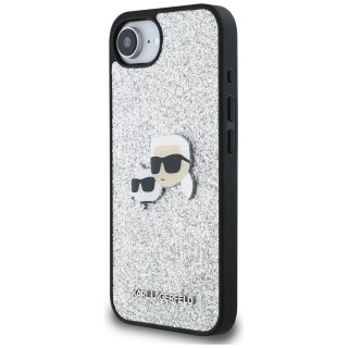 KARL LAGERFELD futerał do IPHONE 16e (SE 4 2025) KLHCPSE4PFGKCPS (Fixed Glitter W/ Ikonik Metal Pin) srebrny
