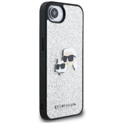 KARL LAGERFELD futerał do IPHONE 16e (SE 4 2025) KLHCPSE4PFGKCPS (Fixed Glitter W/ Ikonik Metal Pin) srebrny