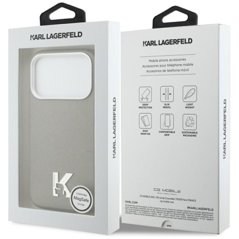 KARL LAGERFELD futerał do IPHONE 17 Pro kompatybilny z MagSafe KLHMP17L5PGFKHGG (PU FW W/ KHead Logo) szary