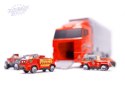 Ciężarówka TIR transporter + metalowe auta straż pożarna