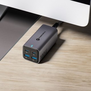 Ładowarka biurkowa Forcell F-Energy GaN III 2 x USB C + 2 x USB A QC4.0 PD 5A 100W VT-49 szara