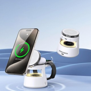 Ładowarka indukcyjna Duzzona W23 5w1 z głośnikiem Bluetooth i podświetleniem zgodna z MagSafe 15W czarna