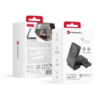 Ładowarka indukcyjna Forcell F-Energy 3w1 Flex Pro Qi2 zgodna z MagSafe (F-05) srebrna