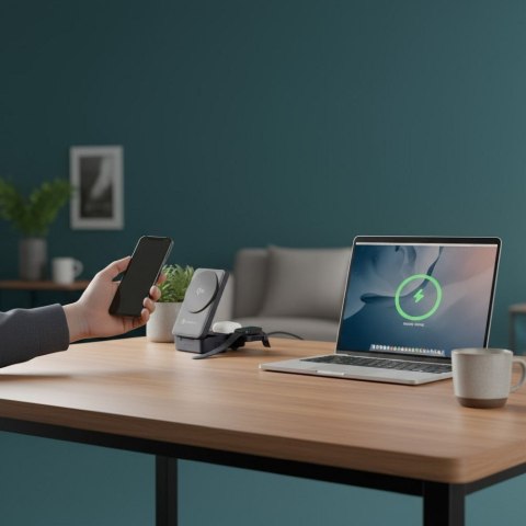 Ładowarka indukcyjna Forcell F-Energy 3w1 Flex Pro Qi2 zgodna z MagSafe (F-05) srebrna