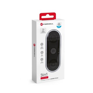Ładowarka indukcyjna Forcell F-Energy Ellipse 3w1 Qi QC 15W kompatybilna z Apple + kabel USB C do USB A czarna